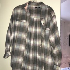 muted white, lilac, blue, and gray flannel